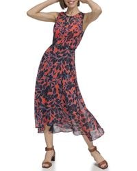 Tommy Hilfiger - S Sleeveless Floral Midi Dress Grenadine Multi 8 - Lyst