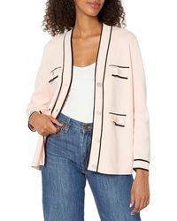 Anne Klein - Cardigan With Tipped Pockets - Lyst