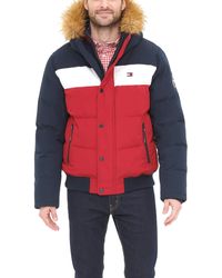 Down Coat Tommy Hilfiger mens Arctic Cloth Full Length Quilted Snorkel Jacket Standard and Big & Tall