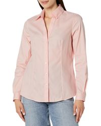 Jones New York - Easy Care Y Neck Button Down Shirt-rose - Lyst