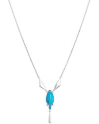 Lucky Brand Turquoise Drop Necklace,silver,one Size - Metallic