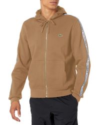 Lacoste - Full Zip Hooded Taping Sweatshirt - Lyst