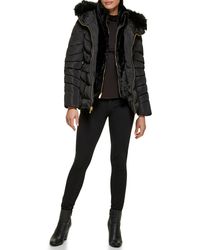Guess - Fur Lined Hood Cold Weather Puffer Coat - Lyst