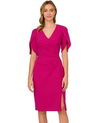 Adrianna Papell - Knit Crepe Pearl Trim Dress - Lyst