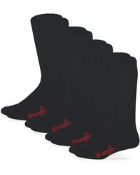 Wrangler Mens Non-binding Boot Work Cotton Cushion Smooth Toe Socks - Black