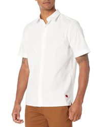 BOSS - Hugo Extra Slim Fit Square Logo Button Down Short Sleeve Shirt Cloud White - Lyst