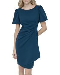 DKNY - Short Sleeve Boat Neck Side Ruched Dress - Lyst
