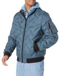 dkny men's quilted hooded bomber jacket