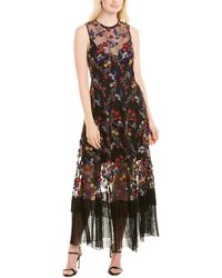 Dress the Population - Gina Sleeveless Lace Illusion Fit & Flare Maxi Dress Dress - Lyst