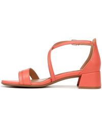 Naturalizer - S June Strappy Low Block Heel Dress Sandal Apricot Blush Leather 9.5 W - Lyst