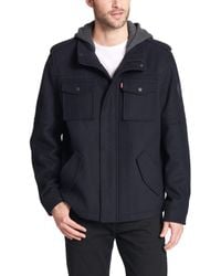 levi's men's wool blend military jacket with hood