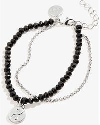 ALEX AND ANI - Aa653322brss,yin Yang Bead And Chain Bracelet,shiny Silver,black,bracelet - Lyst
