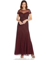 Adrianna Papell - Beaded Long Gown - Lyst