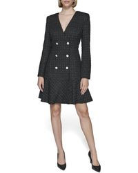 Karl Lagerfeld - Paris Embellished Buttons Long Sleeve V Neck Blazer Dress - Lyst