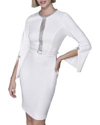 Karl Lagerfeld - Paris Long Sleeve Scuba Crepe Chain Trim Sheath Dress - Lyst