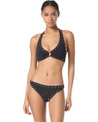 Michael Kors - Swimwear Crepe Solids Ring Front Halter Top - Lyst