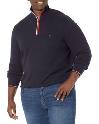 Tommy Hilfiger - Tall Long Sleeve Cotton Stripe Quarter Zip Pullover Sweater - Lyst