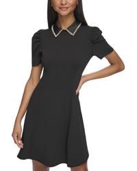 Karl Lagerfeld - Paris Short Sleeve Collared Tweed A-line Mini Dress - Lyst
