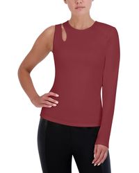 BCBGMAXAZRIA - Fitted Top One Long Sleeve Crew Neck Shoulder Cut Out Shirt - Lyst