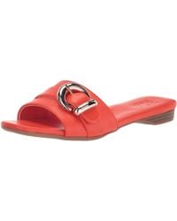Naturalizer - S Santiago Fashion Slip On Slide Flat Sandal With Buckle,orange Pop,9w - Lyst