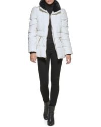 Guess - Puffer Faux Fur Collar Quilted Coat - Lyst