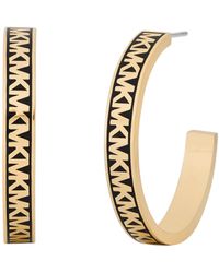 Michael Kors - Gold-tone Brass Logo Hoop Earrings - Lyst