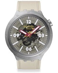 Swatch - Big Bold Irony Lacquered Watch Casual Polymer Beige Automatic Waterproof Confident Moment - Lyst