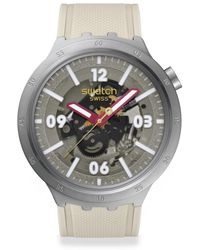 Swatch - Casual Watch Beige Stainless Steel Quartz Confident Moment - Lyst