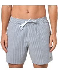 Lacoste - Striped Seersucker Swim Trunks - Lyst