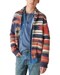 Lucky Brand - Southwestern Print Shawl Cardigan Sweater - Lyst