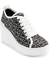 DKNY - Byla Lace Up Wedge Sneaker - Lyst