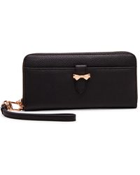 Anne Klein - Ak Boxed Slim Zip Wallet With Bow Detailing And Wristlet Strap - Lyst