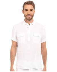 Perry Ellis - Short Sleeve Solid Linen Popover Shirt - Lyst