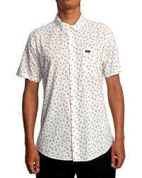 RVCA - Slim Fit Short Sleeve Stretch Woven Button Up Shirt - Lyst