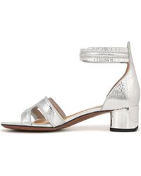 Franco Sarto - S Nora Ankle Strap Low Block Heel Sandal Silver Metallic 10 M - Lyst