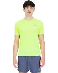 New Balance - Impact Run Short Sleeve In Yellow Poly Knit - Lyst