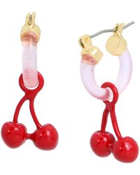Betsey Johnson - S Cherry Charm Huggie Earrings - Lyst