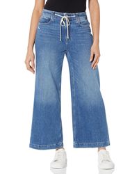 PAIGE - Zoey W/tie High Rise Wide Leg Ankle Length In Sledge Distressed - Lyst