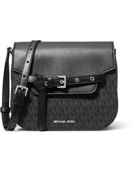 MICHAEL Michael Kors - Mk Emilia Small Signature Logo Saddle Crossbody Bag - Lyst
