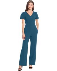 Maggy London - Sleek And Sophisticated Crepe Jumpsuit With Puff Sleeves Workwear Event Occasion Guest Of - Lyst