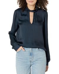 PAIGE - Ceres Top Long Sleeve Twisted Collar Buttery Soft In Navy - Lyst