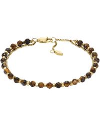 Fossil - All Stacked Up Brown Tiger's Eye Multi-strand Bracelet - Lyst