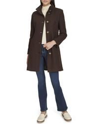 Calvin Klein - Faux Wool Coat – Long Button Front Dress Coat With Stand - Lyst
