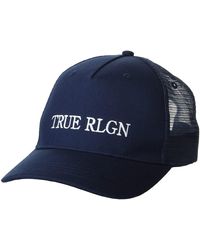 True Religion Tr Trucker Hat W Emb - Blue