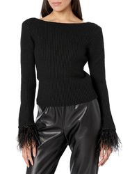 BCBGMAXAZRIA - Boat Neck Long Sleeve Feather Cuff Sweater Top - Lyst