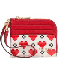 Kate Spade - Devin Pixel Hearts Embossed Saffiano Leather Coin Card Case Wristlet - Lyst