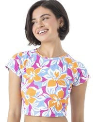 Roxy - Standard Crop Top Rash Guard – Upf - Lyst