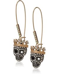 Betsey Johnson - Pave Skull Dangle Earrings - Lyst