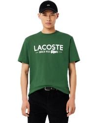 Lacoste - Printed Cotton T-Shirt - Lyst