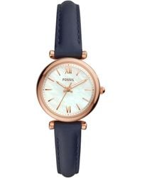 Fossil - Carlie Mini Quartz Stainless Steel And Leather Three-hand Watch - Lyst
